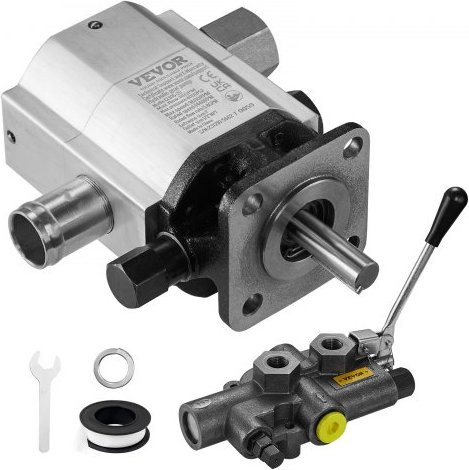VEVOR Hydraulischer Holzspalter-Pumpensatz aus Aluminium in Silber, 60,6 L/min, 2-stufige Zahnradpumpe mit 276 bar, inklusive Ventil, 3600 U/min, für kleine Motormontage - Bild 1