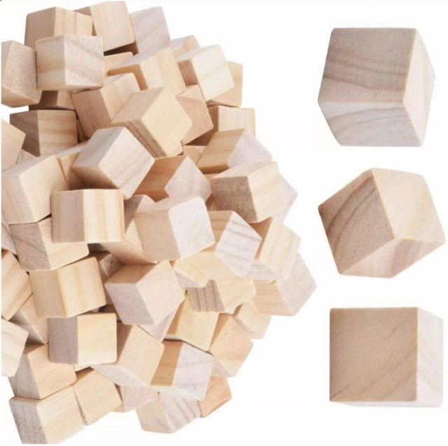 Igeteck DIY-Holzwürfel, 100-teiliges Set, Holz, 2 cm, Natur / Holzfarben - Bild 1