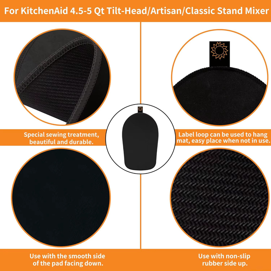 DUTRIEUX Gleitmatte für KitchenAid Standmixer, kompatibel mit 4,5-5 Qt Tilt-Head Modellen, Schwarz - Bild 6