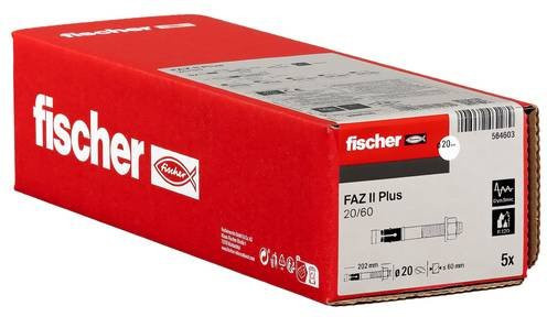 Fischer FAZ II Plus Bolzenanker aus Stahl, Durchmesser: 20 mm, Länge: 60 mm, 5 Stück - Bild 1
