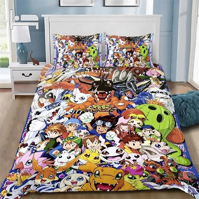 Bettwäsche-Set Jessica Chen mit Greymon Cartoon-Motiv, 3-teilig, Mehrfarbig, B/H: 240 x 220 cm - Bild 1