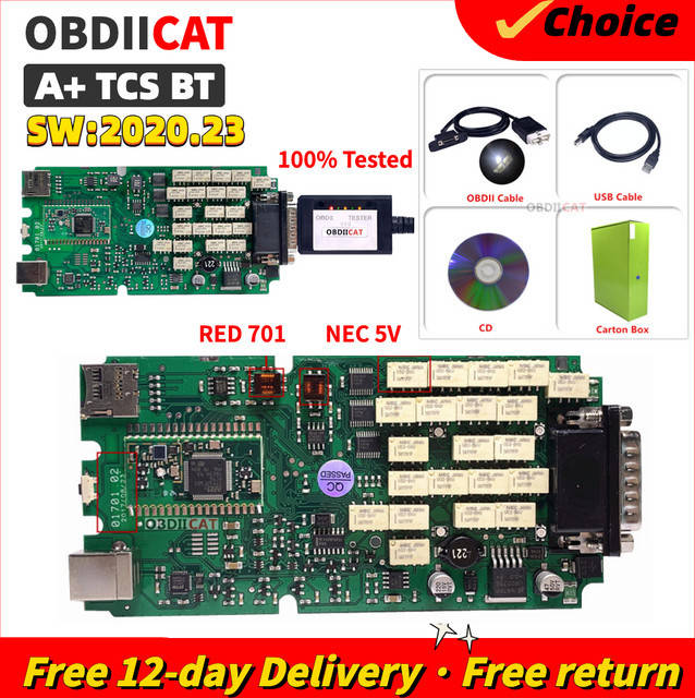 OBDIIVCI TCS RED 2021,11 OBD2 Diagnose Tool mit schwarzem Gehäuse für LKW und PKW - Bild 1