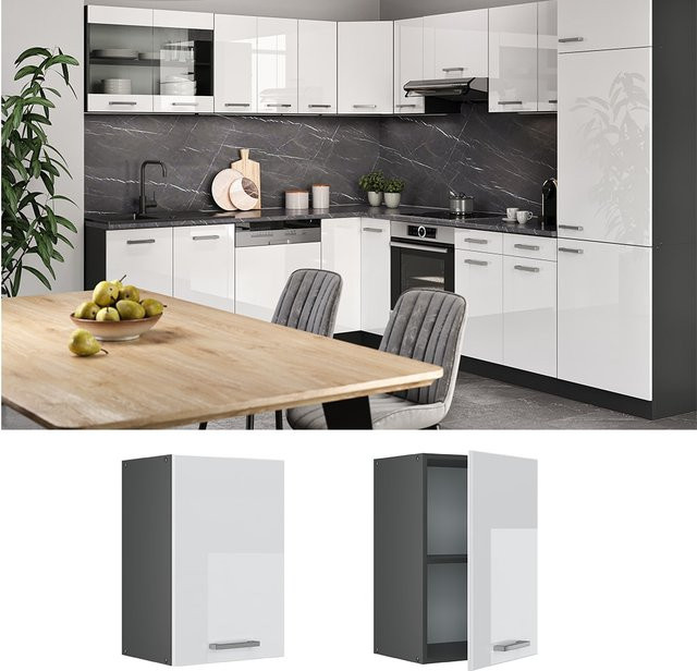 Vicco Küchen-Hängeschrank R-Line Weiß Hochglanz und Anthrazit B/H/T: 40 x 60 x 31 cm - Bild 1