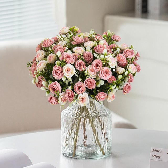 Künstliche Seidenrosen in Pink für Brautstrauß, Hochzeitsdekoration und DIY-Geschenke - Bild 1
