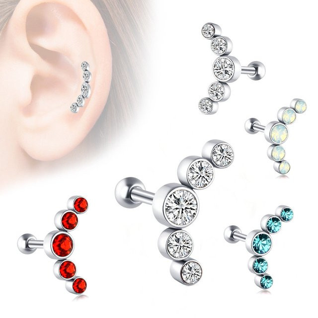 mling Ohrring Piercing, Edelstahl, Zirkonia, Silber, Unisex - Bild 1