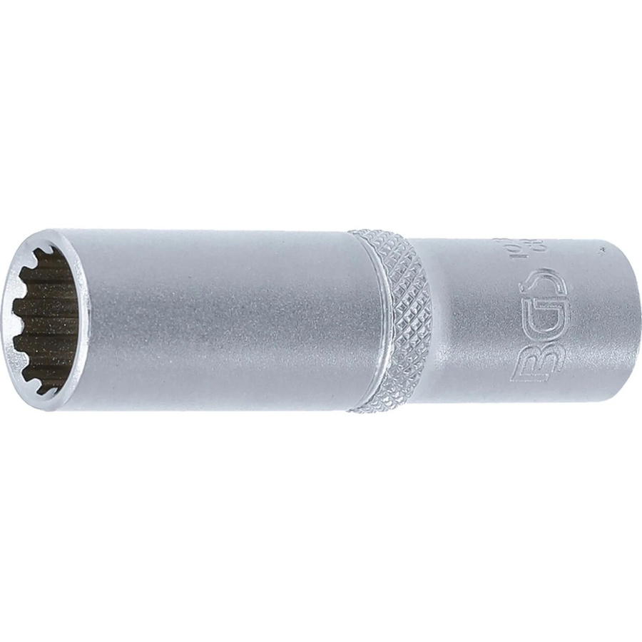 BGS Steckschlüssel-Einsatz Gear Lock tief, Antrieb 3/8 Zoll, SW 12 mm, silber - Bild 2