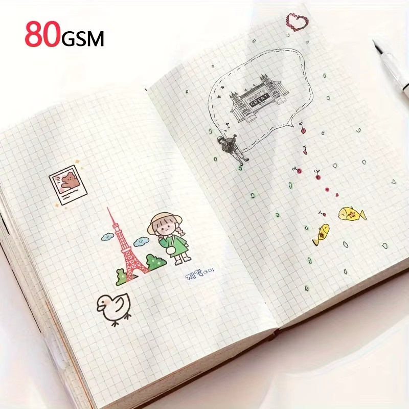 A5 Grid Notebook mit 264 Seiten kariert aus Kunstleder für Schule, Büro und Meetings - Bild 3