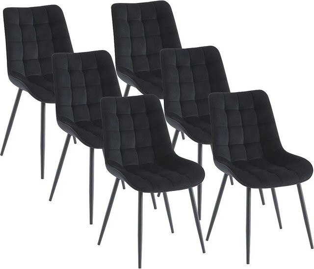 Vente-unique Stuhl Ollua in Schwarz aus Samt und Metall mit einer Breite von 49,5 cm - Bild 1