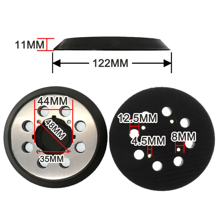 5er-Set Vibratite 8-Loch-Schleifkissen-Baugruppen mit Klettverschluss in Schwarz passend für Polierwerkzeuge DWE6421, DWE6421K und DWE6423 - Bild 2