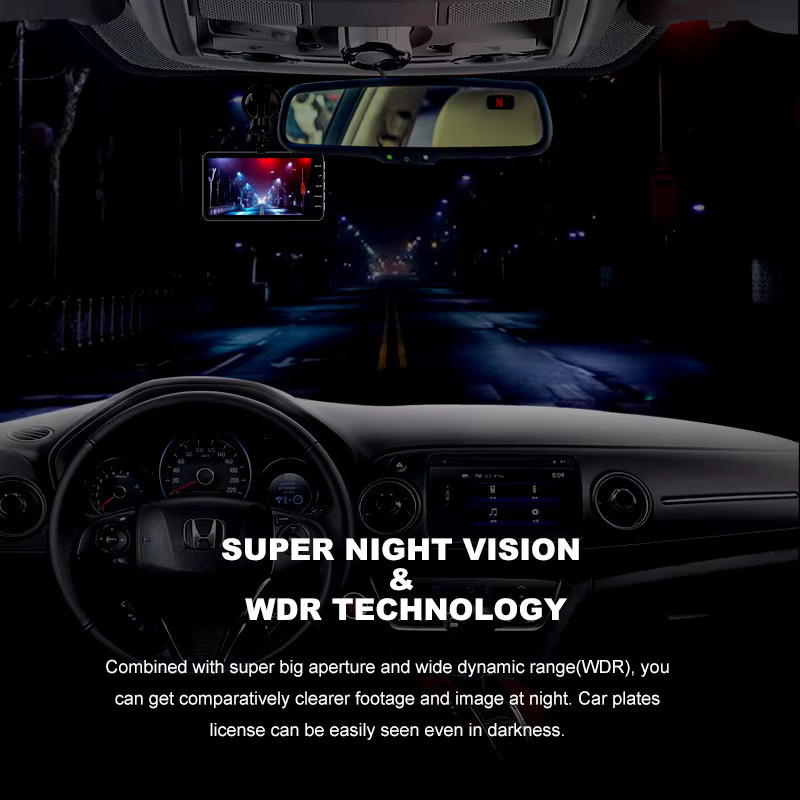 Acceo Dashcam mit 24H Touch Nachtsicht, Full HD 1080P Vorder- und Rückkamera, 4,0 Zoll Digitaler Videorecorder DVR Spiegel, Schwarz - Bild 5