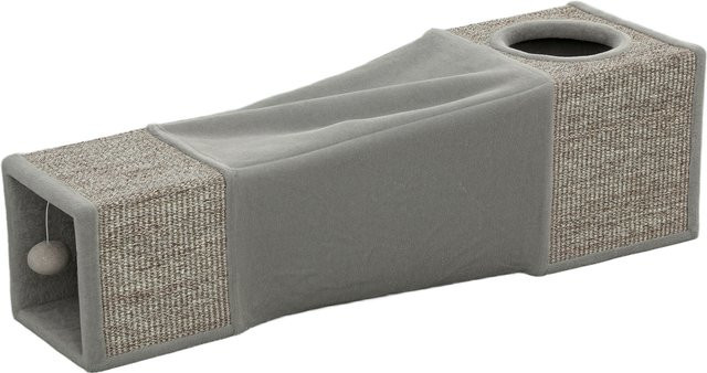 PawHut Katzentunnel mit Katzenhöhle und integriertem Spielzeug aus Sisal, Braun+Grau, B/H/L: 30 x 30 x 98 cm - Bild 1