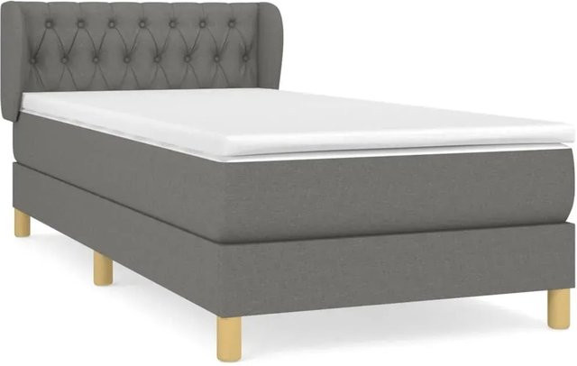 vidaXL Boxspringbett mit Matratze Hybrid-Design in Dunkelgrau, B/T/H: 90 x 190 cm - Bild 1