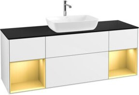 V&B Waschtischunterschrank Finion mit Wandbeleuchtung, Breite: 160 cm, Farbe: Weiß lackiert mit Goldakzenten - Bild 1