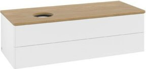 V&B Waschtischunterschrank Antao ohne Frontstruktur, Eiche Honig, Weiß lackiert, B/T/H: 120 x 50 x 50 cm - Bild 1