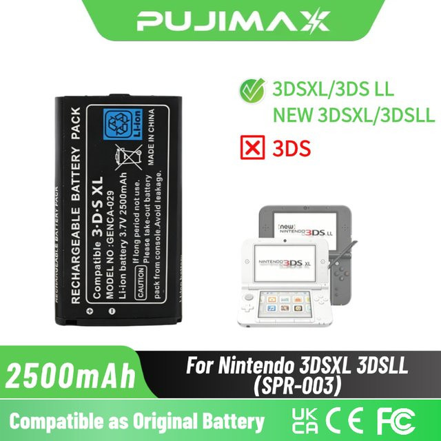 PUJIMAX Akku 2500mAh 3,7V für Nintendo NEW 3DSXL und 3DSLL in Schwarz - Bild 1