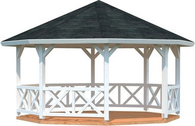PALMAKO Pavillon Betty aus lackiertem Fichtenholz in Weiss, B/T/H: 551 x 551 x 346 cm - Bild 1