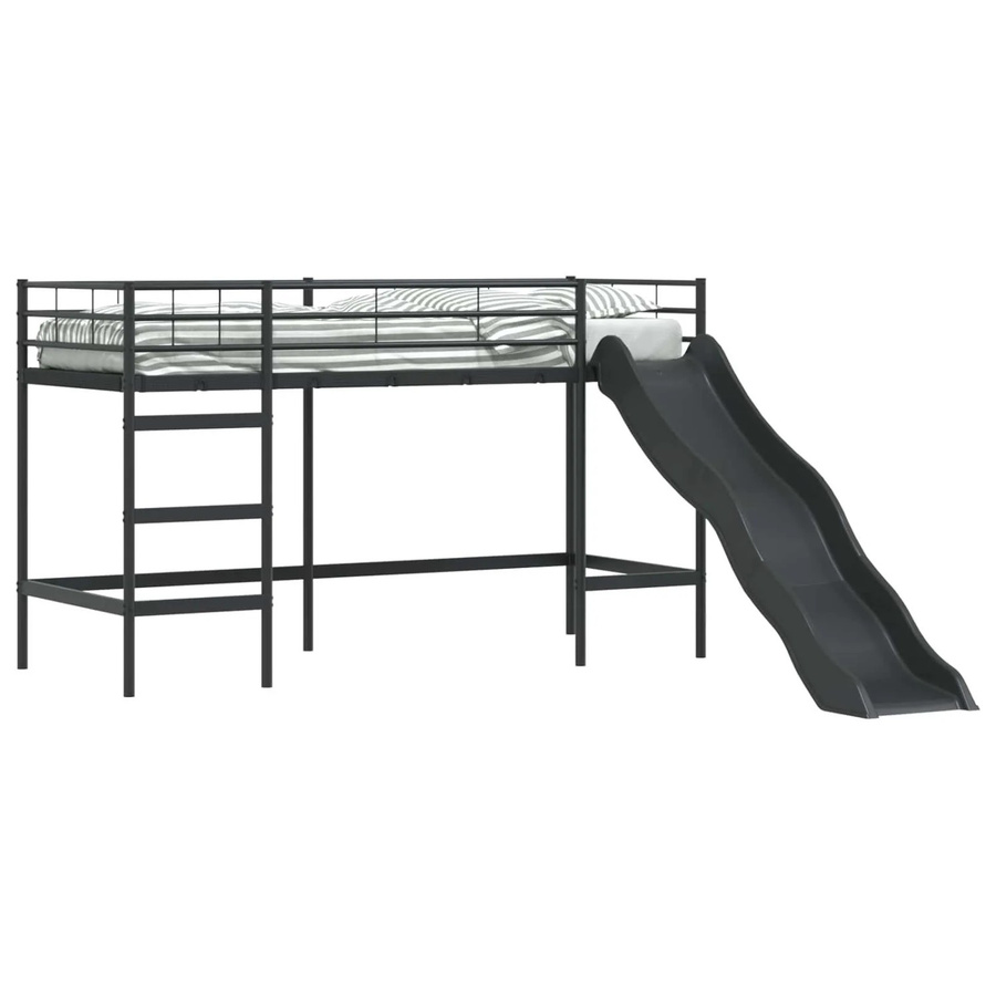 vidaXL Kinder-Loftbett mit Rutsche aus Metall in Schwarz und Anthrazit, B/T/H: 100 x 200 x 105 cm - Bild 2