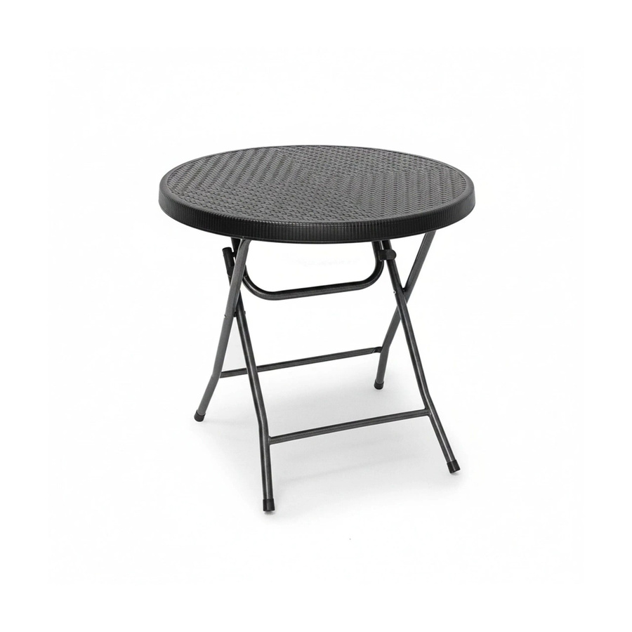 Relaxdays Gartentisch rund in Schwarz mit Rattan-Optik, klappbar, B/T/H: 80 x 80 x 74 cm - Bild 2