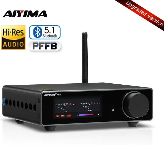 AIYIMA A80 Upgrade Stereo-Leistungsverstärker mit TPA3255 DAC Bluetooth PFFB Klasse D 2.0 HiRes Digital-Verstärker Schwarz - Bild 1