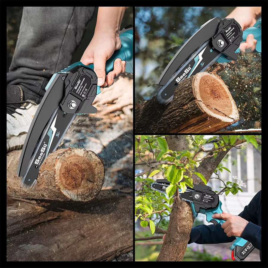 Seesii 6-Zoll Akku-Mini-Kettensäge für Makita 18V LXT Akkus zum Schneiden von Holz und Bäumen - Bild 5