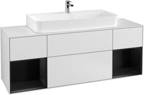 V&B Waschtischunterschrank Finion mit Wandbeleuchtung, Farbe: Weiß matt lackiert, Breite: 160 cm - Bild 1