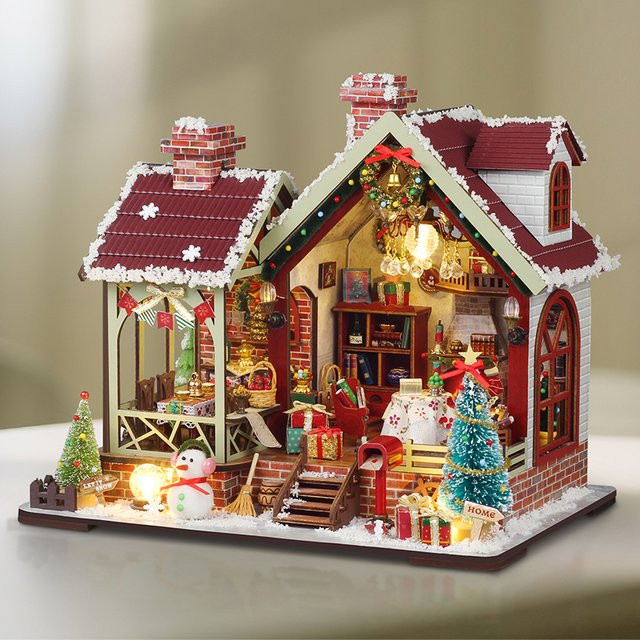 Battoom Weihnachten Puppe Haus Montage Modell, 3D Cartoon Puzzle, Bunt / Mehrfarbig - Bild 1