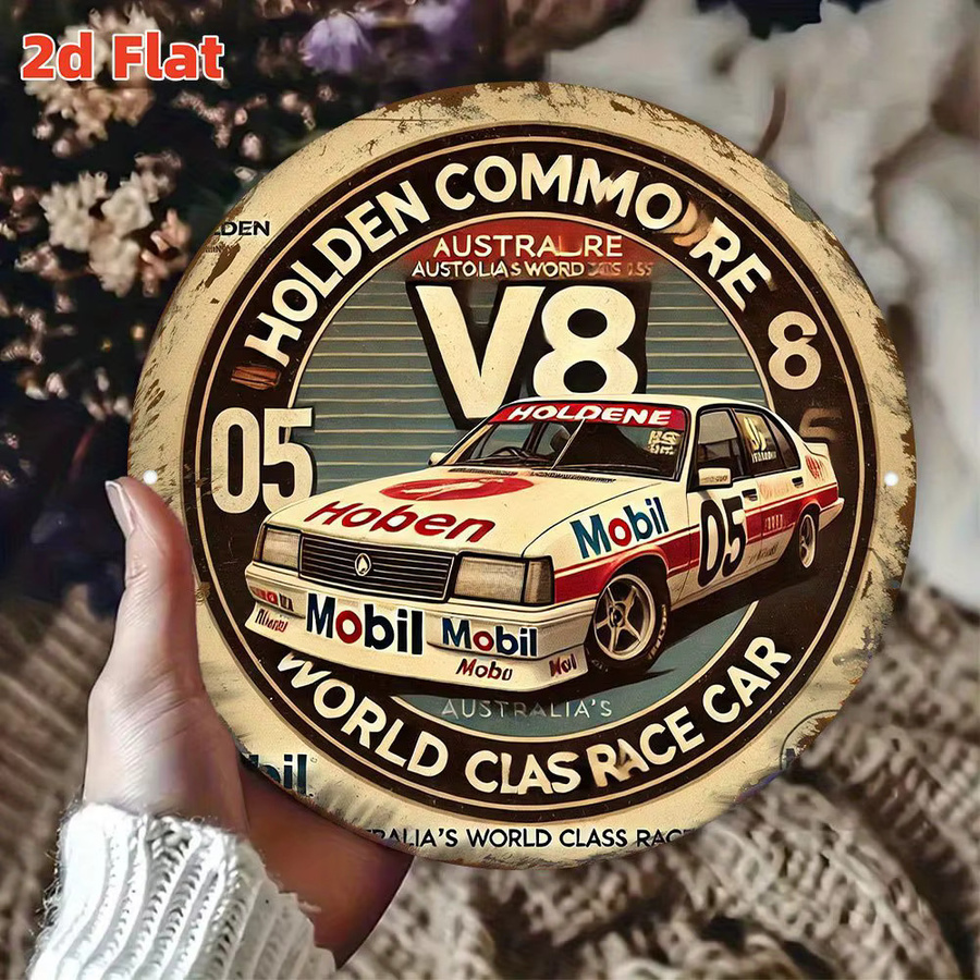 Vintage Holden V8 Rennwagen Metallwandkunst – Rundes Aluminiumschild mit Australien's World Class Race Car Design, Durchmesser: 20 cm - Bild 5