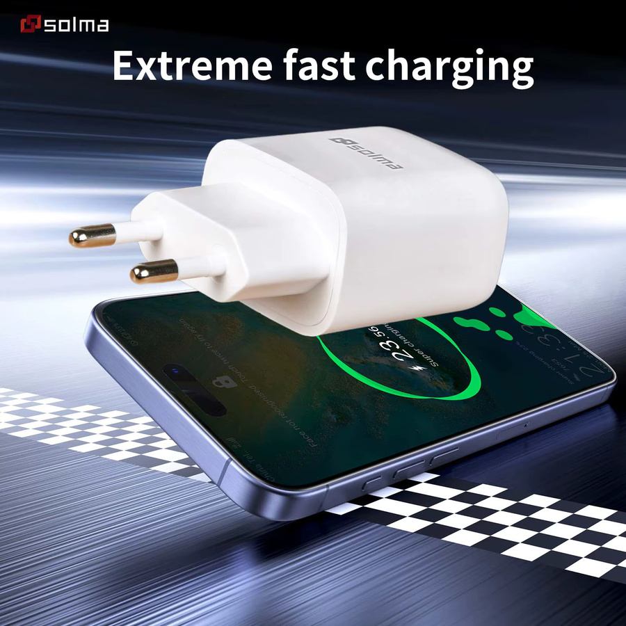 Solma 2er-Pack USB-Wandladegerät mit QC3.0-Schnellladefunktion für Mobiltelefone, EU/UK-Stecker, Weiß - Bild 2