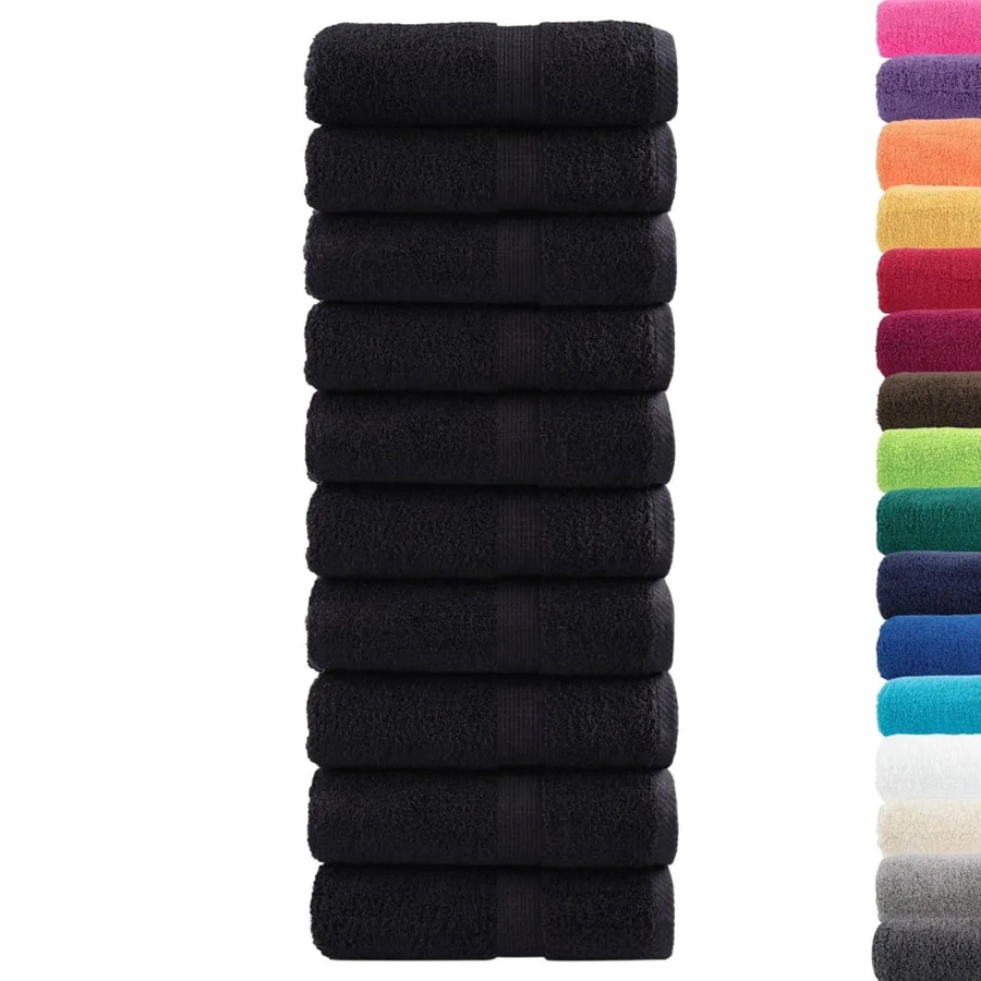 vidaXL Premium Waschhandtücher SOLUND, 10 Stück, Schwarz, Baumwolle, 30 x 30 cm, 600 g/m² - Bild 2