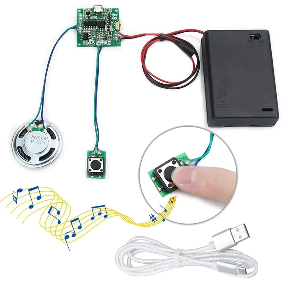 stemedu Beschreibbares Soundmodul, Musik-Sprachplayer, mit Lautsprecher-Tastensteuerung - Bild 2