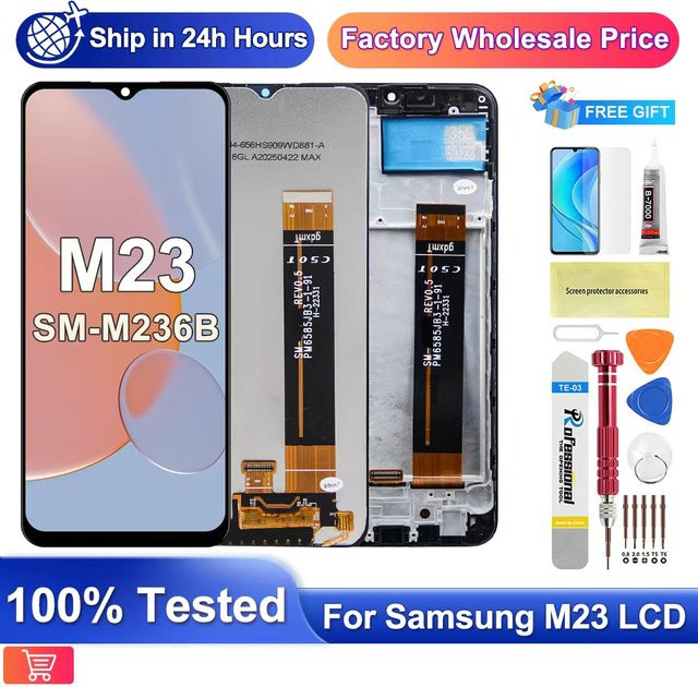 Samsung Galaxy M23 LCD Display mit Touchscreen Digitizer Ersatz und Rahmen in Schwarz - Bild 1