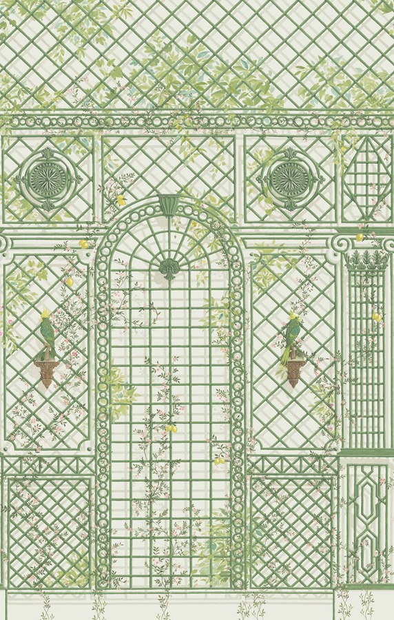 Manuel Canovas Mural L'Orangerie - Prairie Wandtattoo in Grün mit geometrischem Design, Breite: 330 cm, Höhe: 70 cm - Bild 1