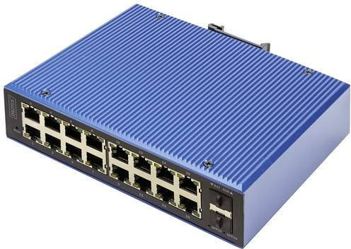 Digitus Industrial Ethernet Switch 16+2 Port L2 Managed Gigabit PoE Blau - Bild 1