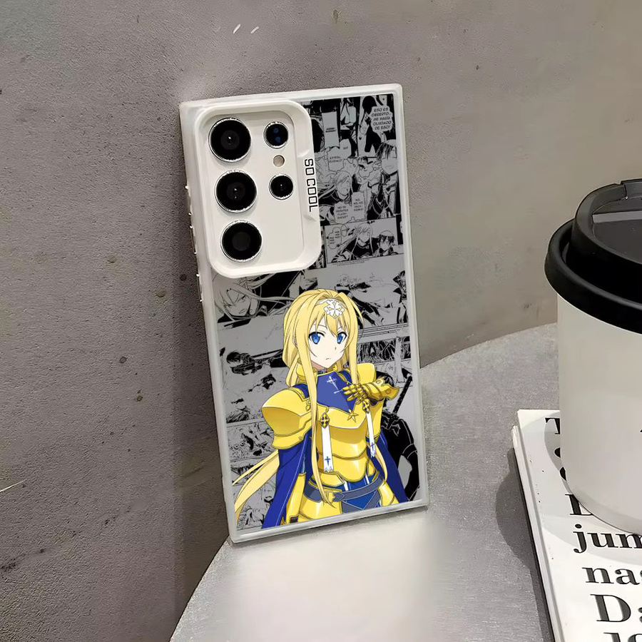 Stoßfeste Laser-Matt Handyhülle mit Anime S-Sao A-Alice Design für Samsung Galaxy S25 S24 S23 S22 S21 Ultra Plus, Mehrfarbig - Bild 3