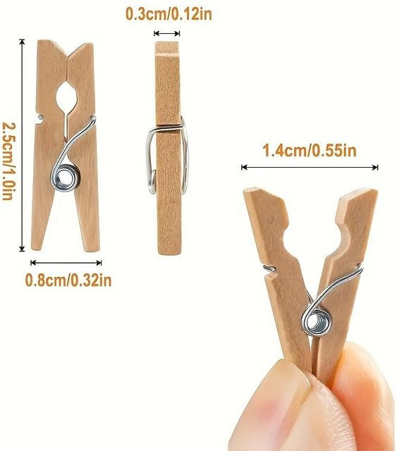 100 Stück Mini-Wäscheklammern aus Naturholz von SZwatch in Beige für Bastelarbeiten und Dekoration - Bild 1