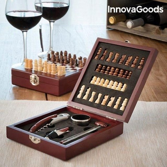 INNOVACASA Holz-Wein-Accessoire-Set mit Schachspiel, Set / Bundle - Bild 1