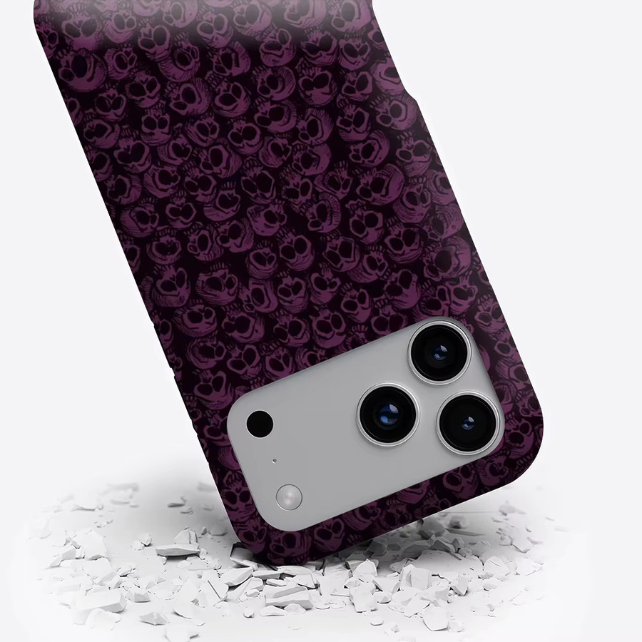 Potdemiel Handyhülle mit Violettem Totenkopf-Schleier Design für iPhone 17 16 15 14 13 Pro Max Plus, robuste doppelschichtige Magnet-Schutzhülle in Violett - Bild 3