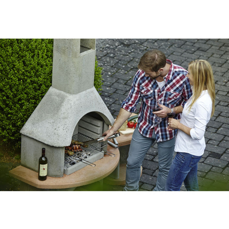 Buschbeck Gartengrillkamin Carmen mit Tisch in Grau-Terrakotta, B/H/T: 180 x 203 x 65 cm - Bild 3