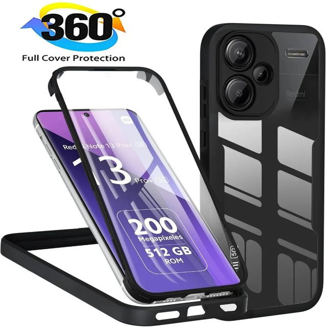Xiaomi 360 Full Body Screen Protector Stoßfeste Hülle für Redmi Note 13 14 Pro Plus und Redmi Note 13 14 Pro, Transparent - Bild 1
