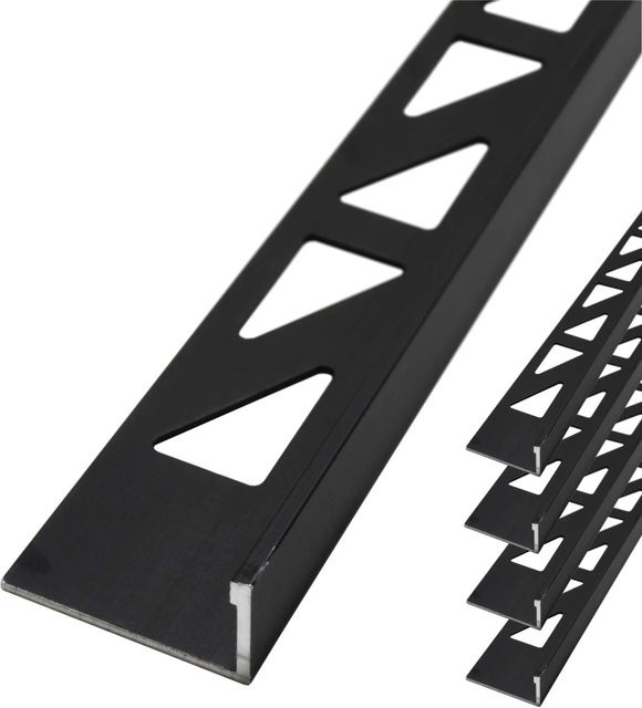 Dalsys Fliesenschiene Winkelprofil aus Aluminium in Schwarz, Breite: 5 mm, Länge: 2,5 m, Höhe: 8 mm - Bild 1