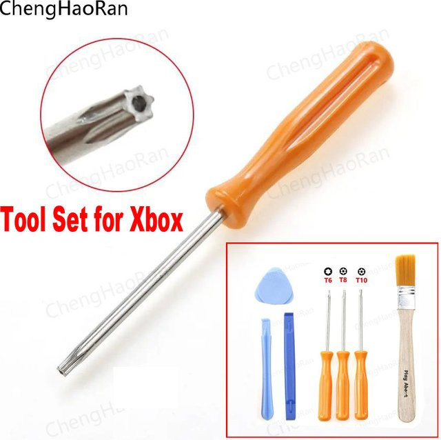 ChengHaoRan 7-teiliges Torx-Sicherheitsschraubendreher-Set mit Loch für Xbox One und Xbox 360 S Reparatur Werkzeug, Orange - Bild 1