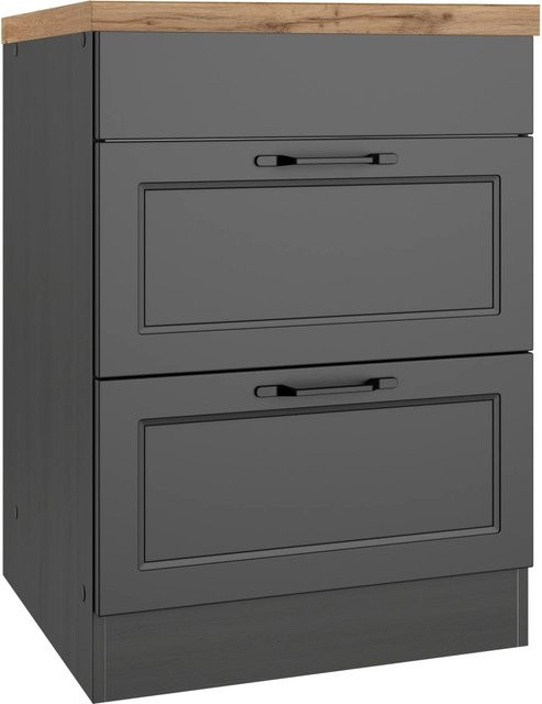 Held Küchen Kochfeldschrank Kempten in Landhaus Optik, Breite: 60 cm, Grau/Graphit - Bild 1
