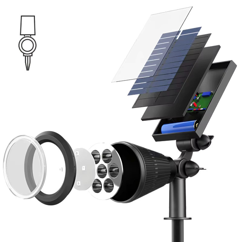 DOUWENXI Solar Garten Spot Licht RGB LED Outdoor Bodenlampe Schwarz Wasserdicht - Bild 2