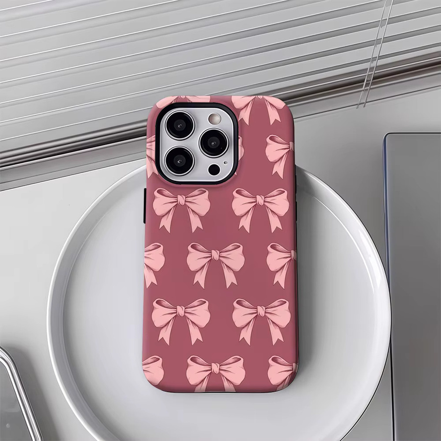 Potdemiel Handyhülle mit Schleifen in Pink für iPhone 17 16 15 14 13 Pro Max Plus, magnetische robuste Einzel- und Doppelschicht-Hülle - Bild 3