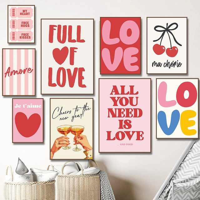 Potdemiel Wandkunst More Amor Por Favor Typografie Poster in Pink und Multicolour für dein Wohnzimmer - Bild 1