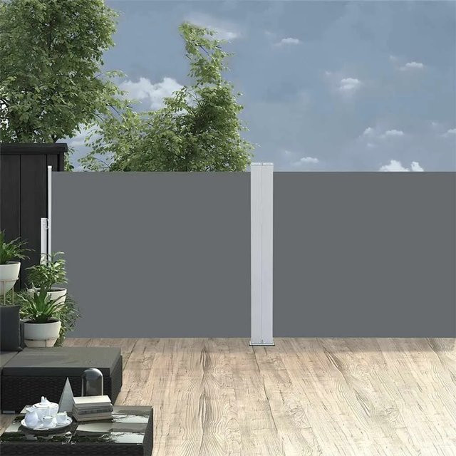 Furnicato Ausziehbare Seitenmarkise in Anthrazit mit automatischer Aufroll-Funktion aus Polyester, Breite: 140 cm, Länge: 1200 cm - Bild 1