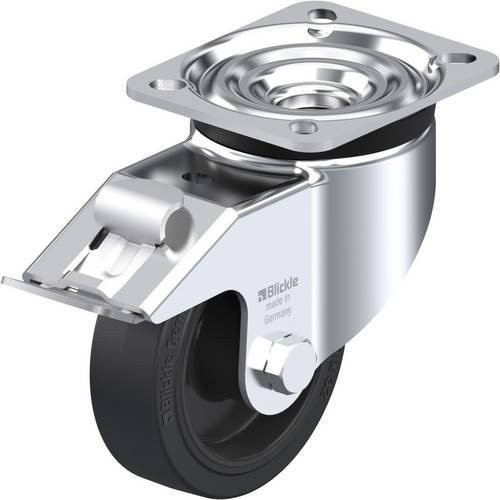 Blickle Lenkrolle LK-POEV 100R-1-FI mit Feststeller, Rad-Durchmesser: 100 mm, Tragfähigkeit: 200 kg, Farbe: Schwarz/Silber - Bild 1