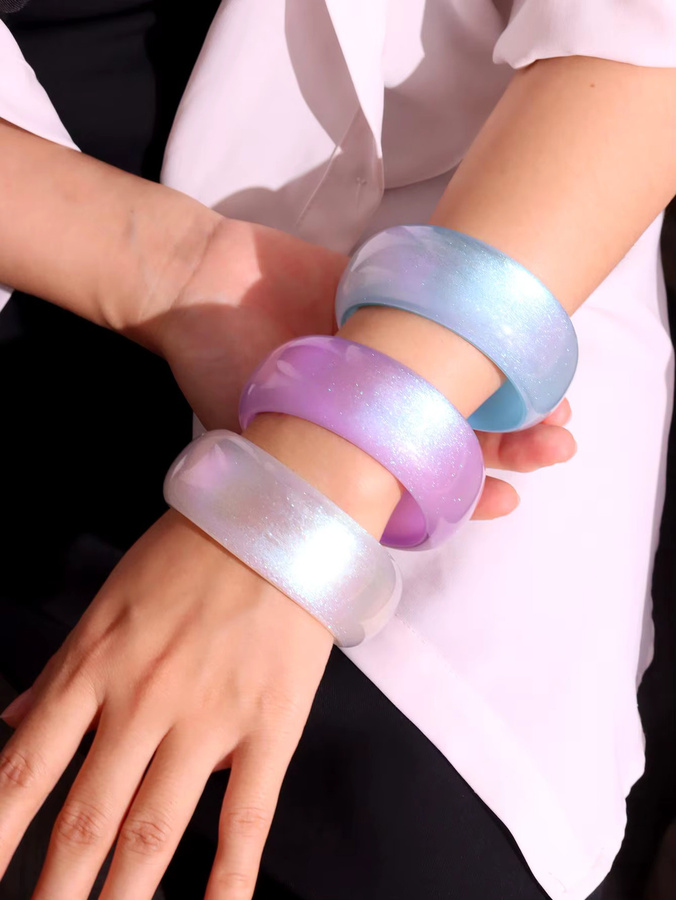 HUANZHI Armband, Bunte Laser Gradienten Runde Harz, Damen - Bild 2