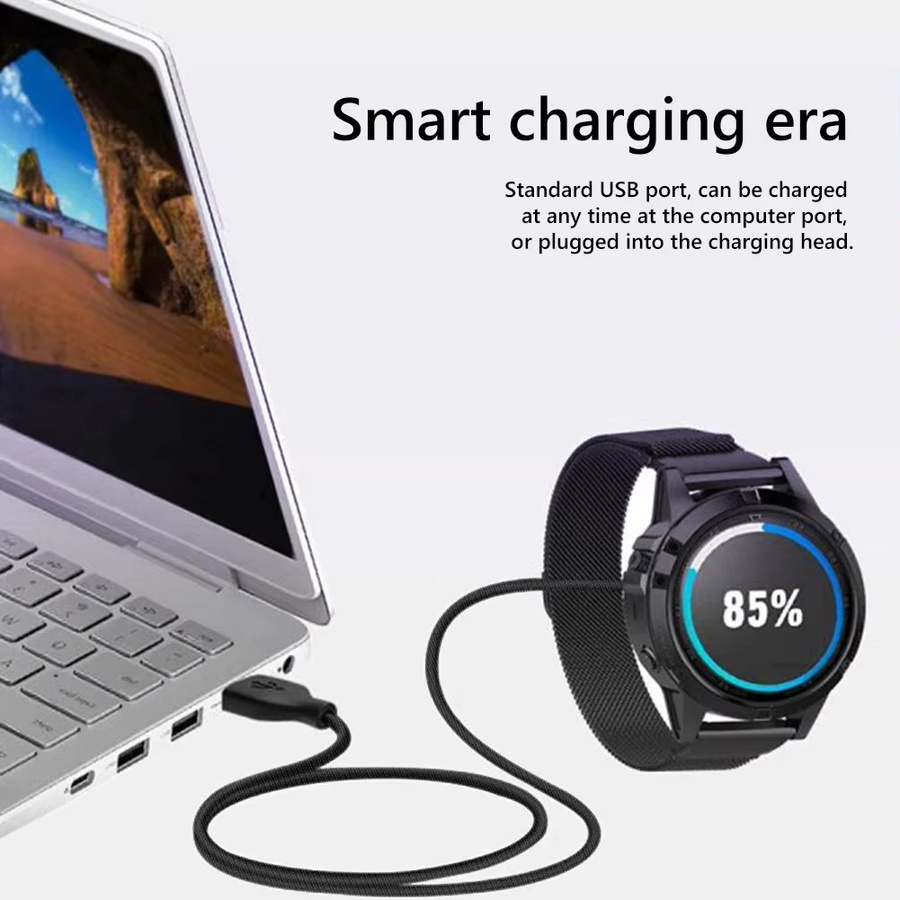 USB-Ladekabel für Garmin Smartwatches Fenix, Vivoactive, Forerunner und Instinct in Schwarz, Länge: 1 m - Bild 4