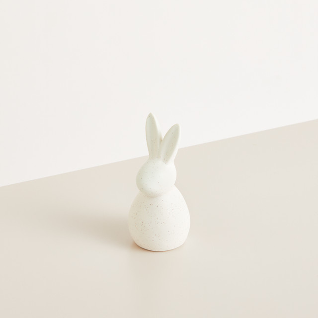 BLUME2000 Osterdeko Hase aus Keramik in Weiß gesprenkelt klein - Bild 1